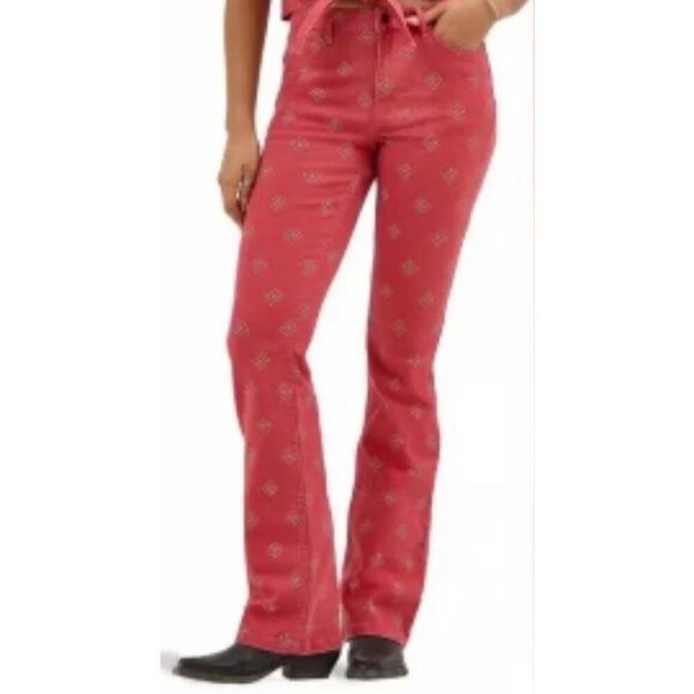 NWT Wrangler 10 / 30 x 30 Jeans High-Rise Bold Boot Cut Diamond Bay Red Bandana